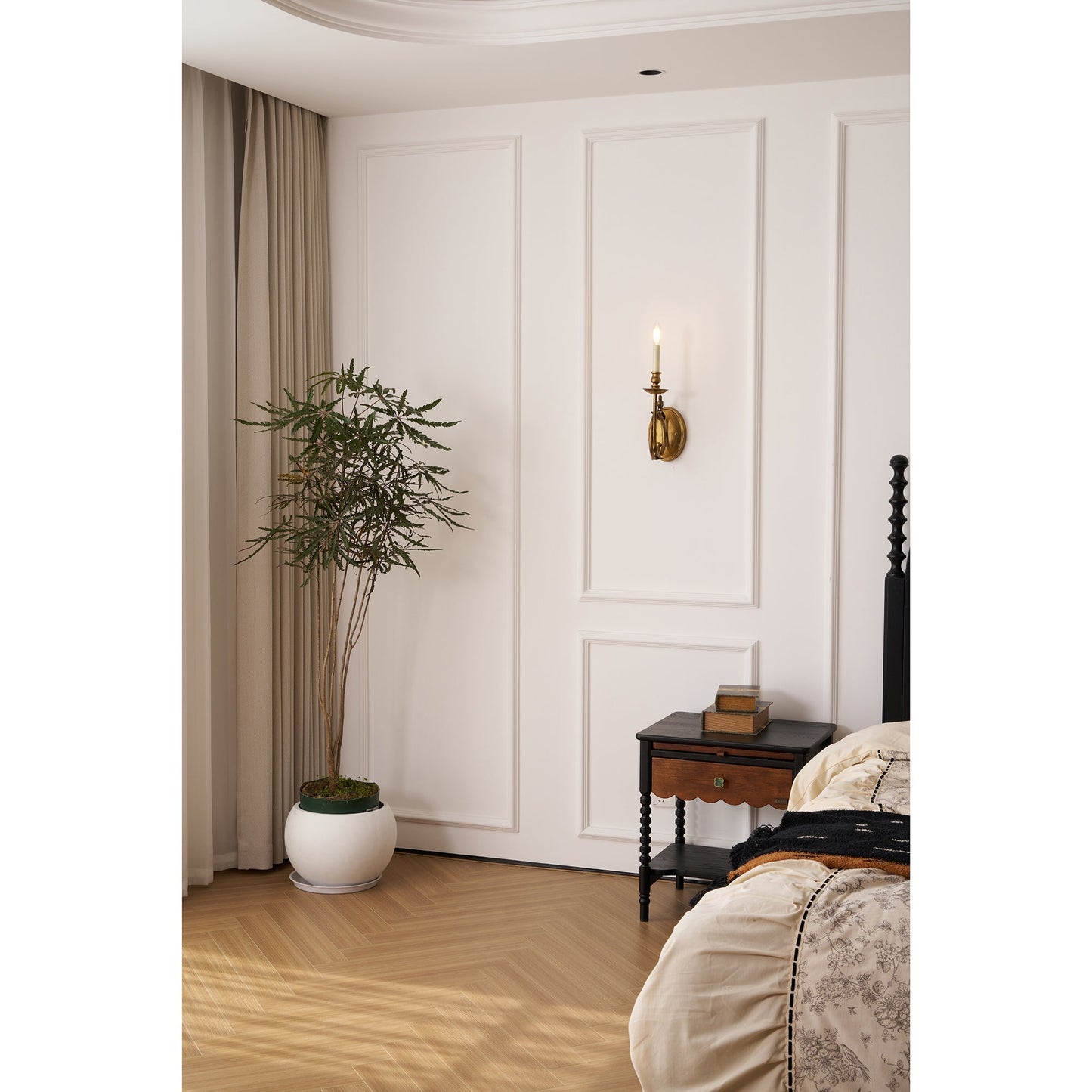 Vintage Wandlamp met Vogel op Tak in Antiek Messing – Klassieke Design Sconce met E14 Fitting voor Slaapkamer, Hal en Woonkamer