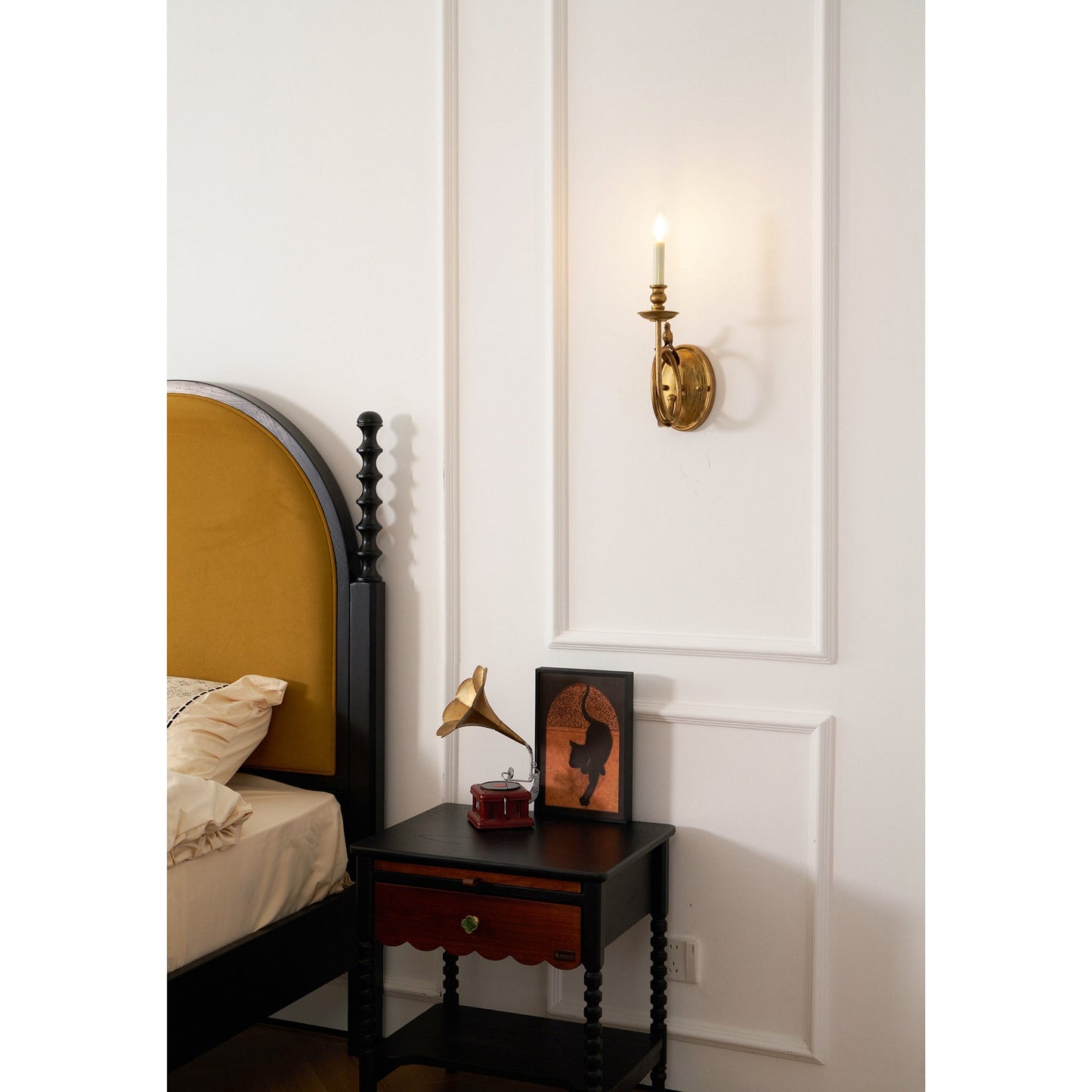 Vintage Wandlamp met Vogel op Tak in Antiek Messing – Klassieke Design Sconce met E14 Fitting voor Slaapkamer, Hal en Woonkamer
