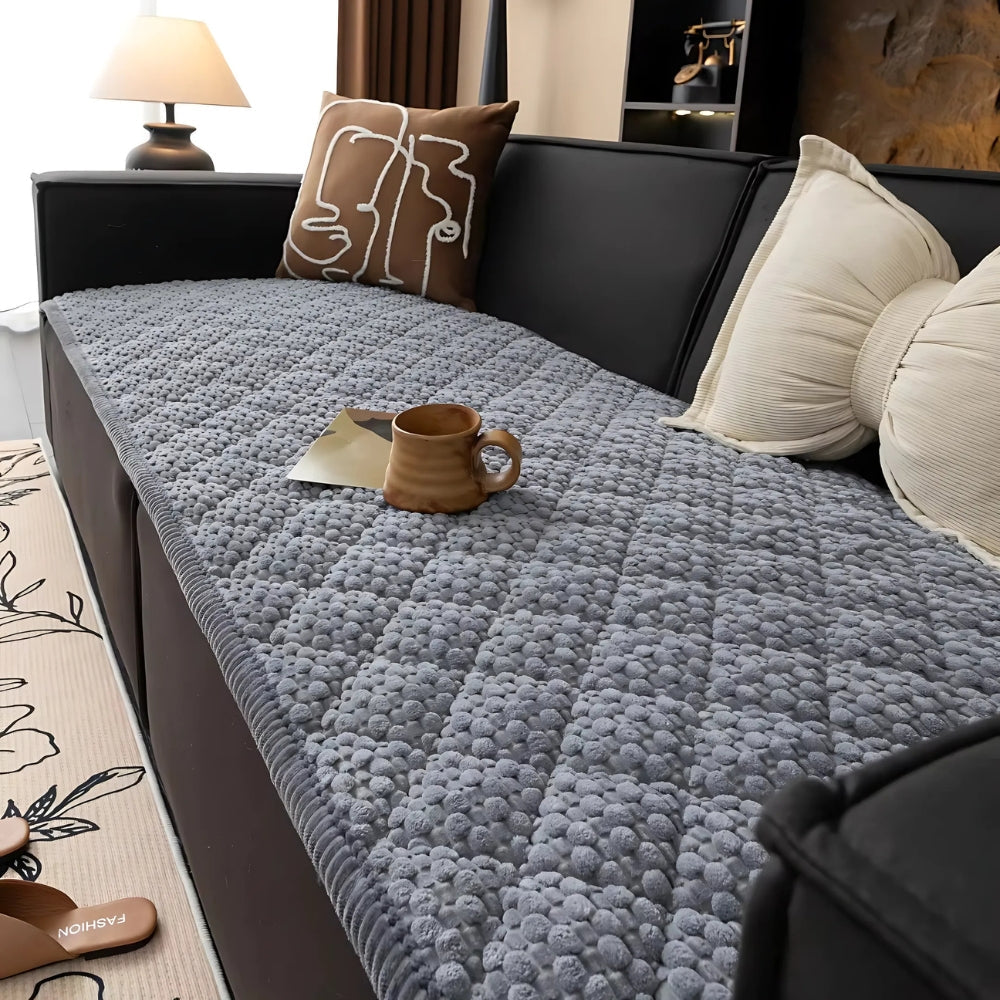 Premium Gewatteerde Bankhoes — Beschermt Tegen Huisdieren, Krabben & Vlekken — Antislip Structuurontwerp — Machinewasbaar — Zachte Pluche Fleece met Geometrisch Patroon — Voor Eenzits, Tweezits, Driezits Loungebank