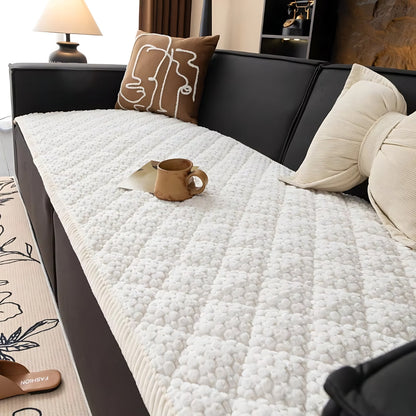 Premium Gewatteerde Bankhoes — Beschermt Tegen Huisdieren, Krabben & Vlekken — Antislip Structuurontwerp — Machinewasbaar — Zachte Pluche Fleece met Geometrisch Patroon — Voor Eenzits, Tweezits, Driezits Loungebank