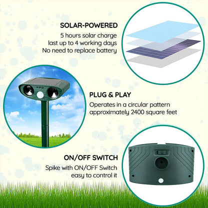 Ultrasone Dierverdrijver op Zonne-Energie voor Tuin en Erf – Bescherming tegen Ongedierte