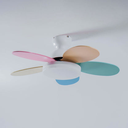 Liora Plafondventilator met Verlichting en Gekleurde Glazen Bladeren voor Kinderkamer – Moderne Ceiling Fan met LED en Afstandsbediening – Verstelbare Snelheid Plafondventilator met Licht in Meerdere Kleurvarianten
