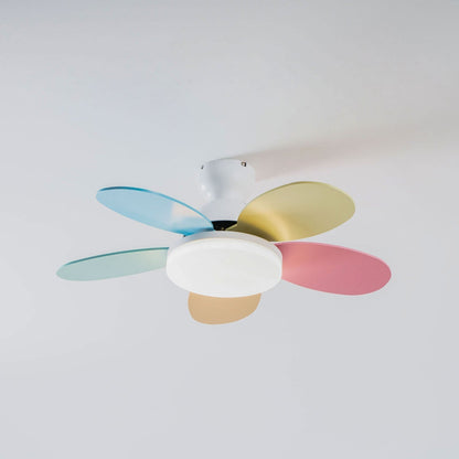 Liora Plafondventilator met Verlichting en Gekleurde Glazen Bladeren voor Kinderkamer – Moderne Ceiling Fan met LED en Afstandsbediening – Verstelbare Snelheid Plafondventilator met Licht in Meerdere Kleurvarianten