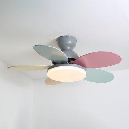 Liora Plafondventilator met Verlichting en Gekleurde Glazen Bladeren voor Kinderkamer – Moderne Ceiling Fan met LED en Afstandsbediening – Verstelbare Snelheid Plafondventilator met Licht in Meerdere Kleurvarianten