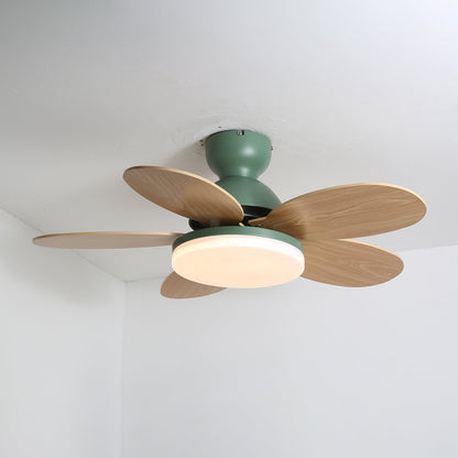 Liora Plafondventilator met Verlichting en Gekleurde Glazen Bladeren voor Kinderkamer – Moderne Ceiling Fan met LED en Afstandsbediening – Verstelbare Snelheid Plafondventilator met Licht in Meerdere Kleurvarianten