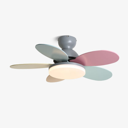 Liora Plafondventilator met Verlichting en Gekleurde Glazen Bladeren voor Kinderkamer – Moderne Ceiling Fan met LED en Afstandsbediening – Verstelbare Snelheid Plafondventilator met Licht in Meerdere Kleurvarianten