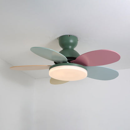 Liora Plafondventilator met Verlichting en Gekleurde Glazen Bladeren voor Kinderkamer – Moderne Ceiling Fan met LED en Afstandsbediening – Verstelbare Snelheid Plafondventilator met Licht in Meerdere Kleurvarianten