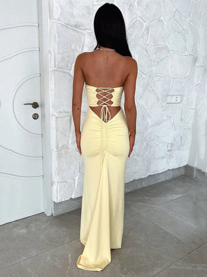 Strapless Jurk Bodycon Kort Zwart Glanzend