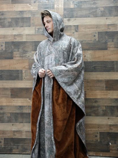 Fleece Poncho Warm en Zacht met Capuchon Luxe Kwaliteit