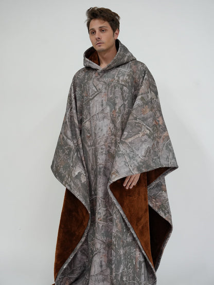 Fleece Poncho Warm en Zacht met Capuchon Luxe Kwaliteit