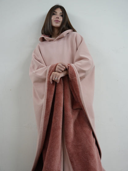 Fleece Poncho Warm en Zacht met Capuchon Luxe Kwaliteit