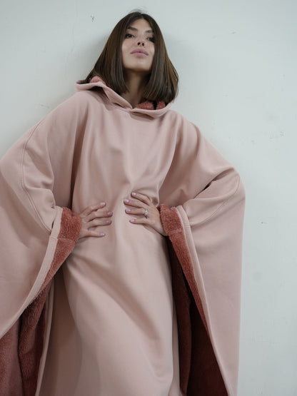 Fleece Poncho Warm en Zacht met Capuchon Luxe Kwaliteit