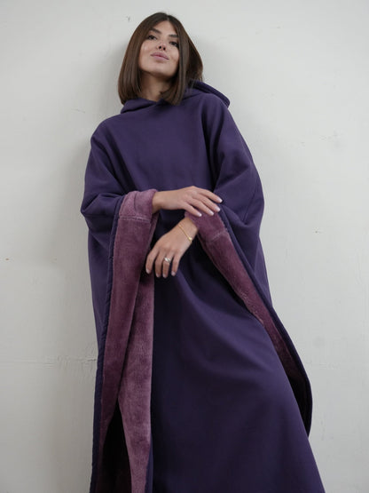 Fleece Poncho Warm en Zacht met Capuchon Luxe Kwaliteit
