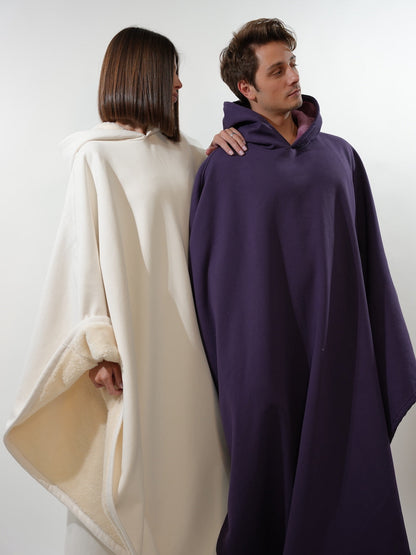 Fleece Poncho Warm en Zacht met Capuchon Luxe Kwaliteit