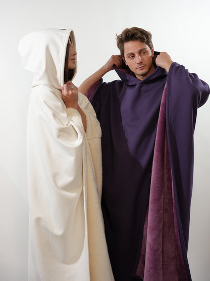 Fleece Poncho Warm en Zacht met Capuchon Luxe Kwaliteit