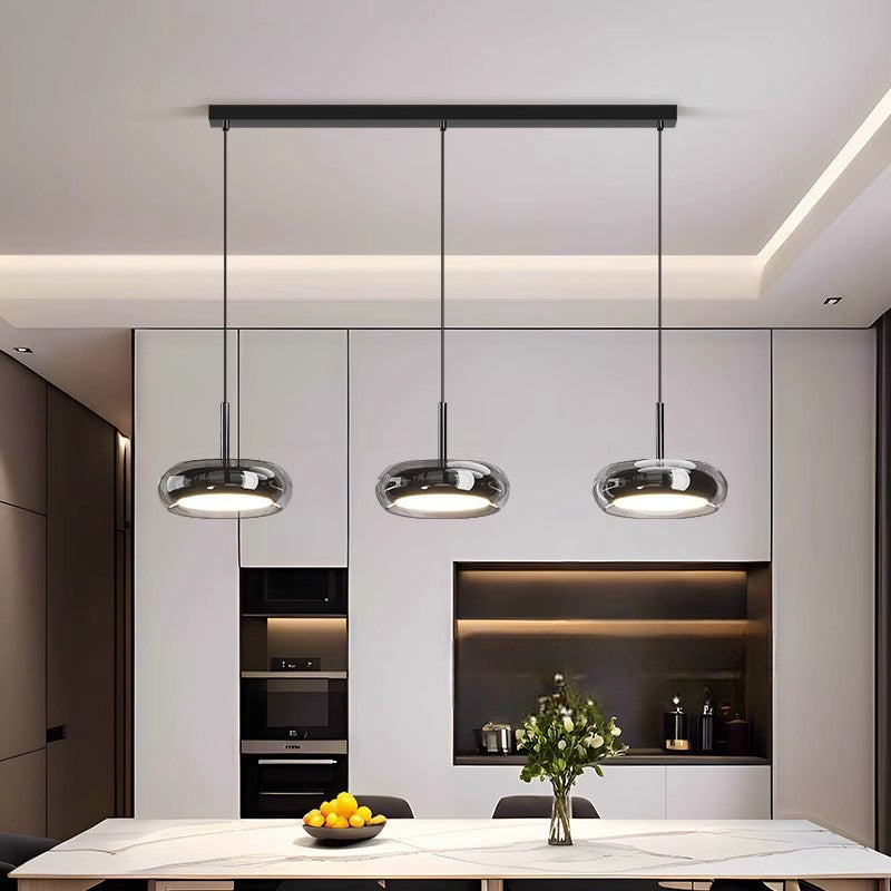 3 Hoofd Keuken Hanglamp Glas Metaal Zwart Eilandverlichting Modern Minimalistisch LED Hanglamp