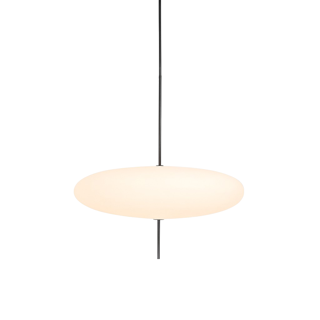 Deense Bauhaus hanglamp metaal acryl zwart eetkamer keuken 50cm minimalistische verlichting Scandinavisch design rond