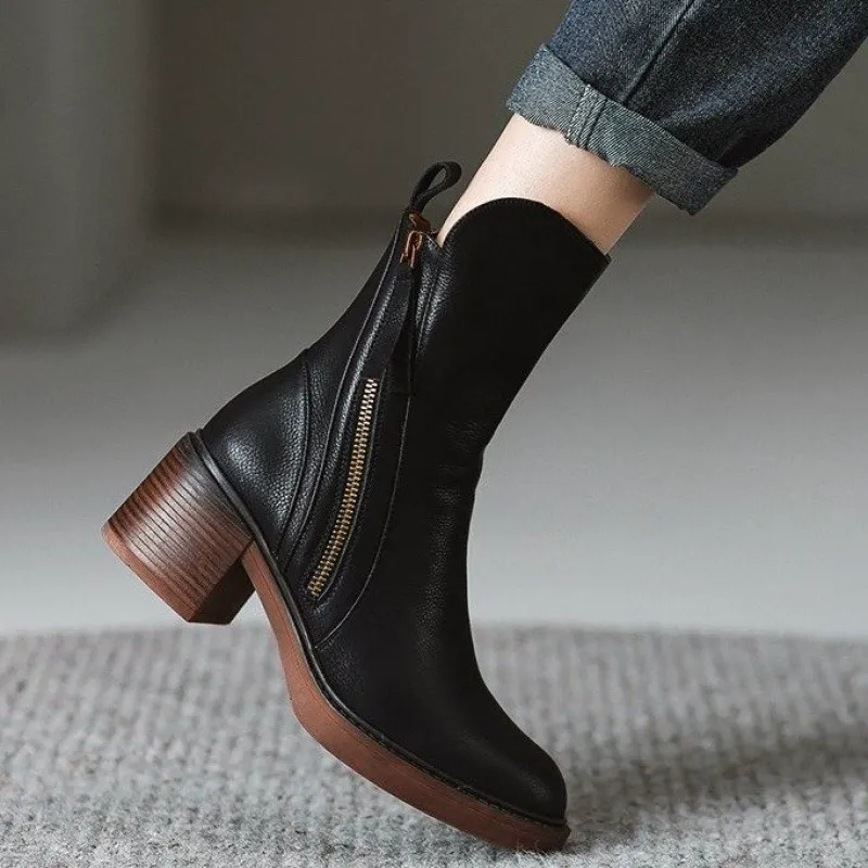Dames Cowboy Laarzen Zwart Blockhak Moderne Stijl