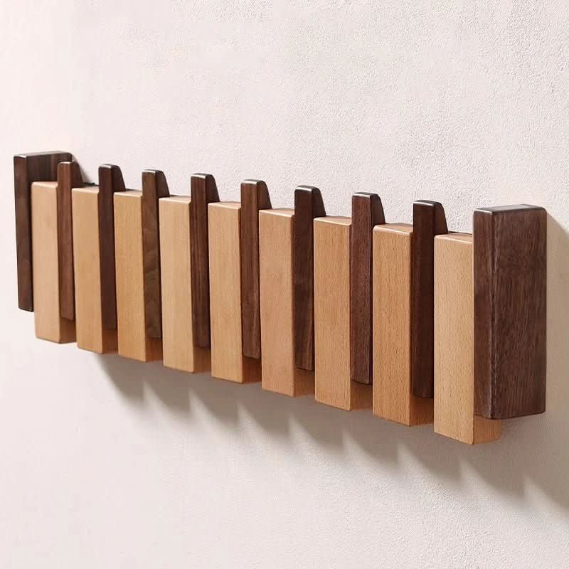 Houten Wandkapstok Piano Design Inklapbare Haken Handgemaakt Notenhout Beuken Hal Entree Garderobe Kapstok