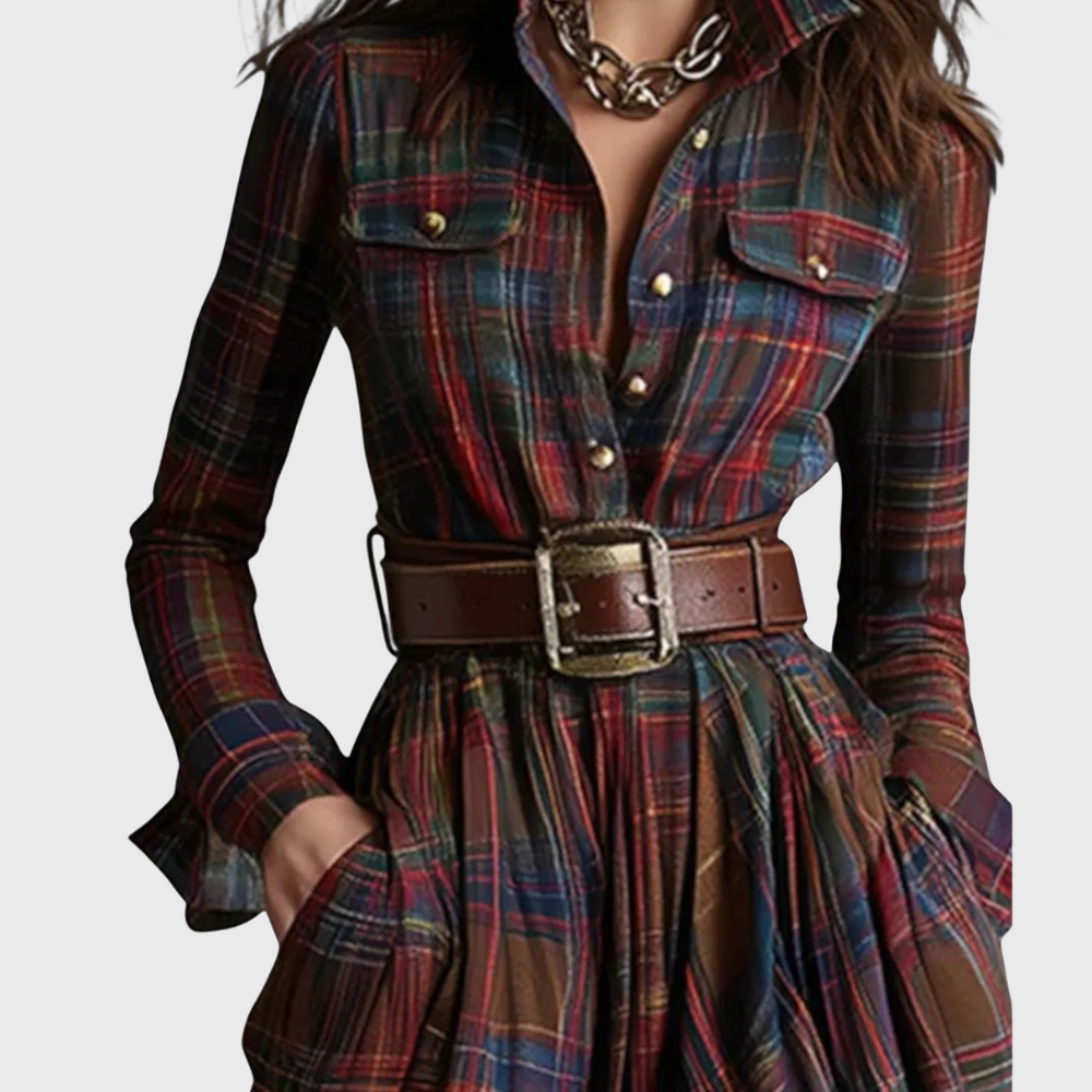 Lange Rok Xadrez Jurk Maxi Stijl