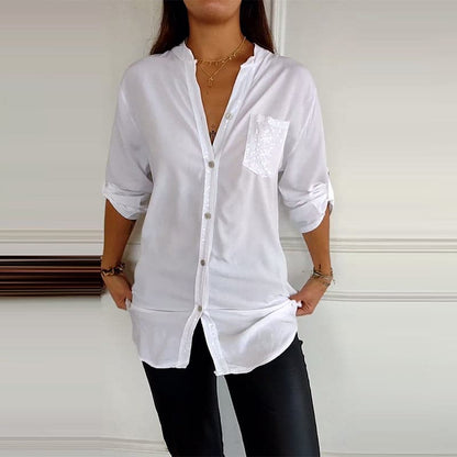 Vrouwelijke Patchwork Top Casual Kleding