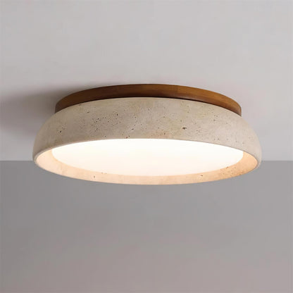 Depiara plafondlamp travertin hout LED 3000K beige plafondverlichting woonkamer slaapkamer hal badkamer modern minimalistisch