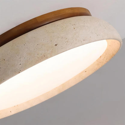 Depiara plafondlamp travertin hout LED 3000K beige plafondverlichting woonkamer slaapkamer hal badkamer modern minimalistisch