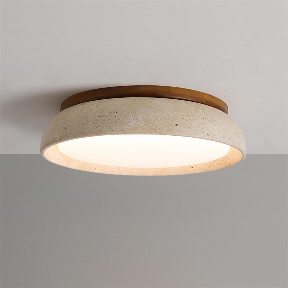 Depiara plafondlamp travertin hout LED 3000K beige plafondverlichting woonkamer slaapkamer hal badkamer modern minimalistisch