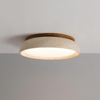 Depiara plafondlamp travertin hout LED 3000K beige plafondverlichting woonkamer slaapkamer hal badkamer modern minimalistisch
