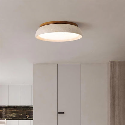 Depiara plafondlamp travertin hout LED 3000K beige plafondverlichting woonkamer slaapkamer hal badkamer modern minimalistisch