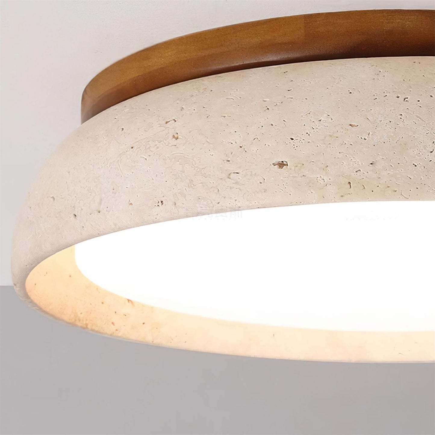 Depiara plafondlamp travertin hout LED 3000K beige plafondverlichting woonkamer slaapkamer hal badkamer modern minimalistisch