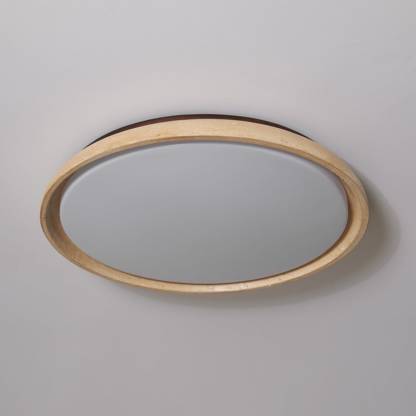 Depiara plafondlamp travertin hout LED 3000K beige plafondverlichting woonkamer slaapkamer hal badkamer modern minimalistisch