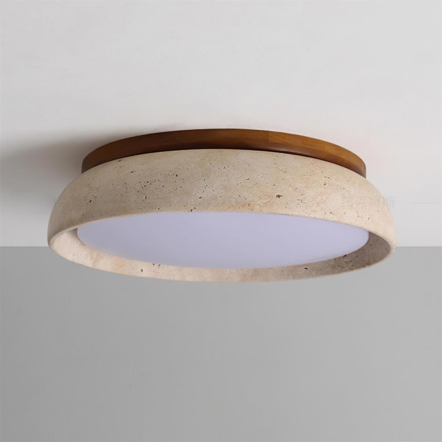 Depiara plafondlamp travertin hout LED 3000K beige plafondverlichting woonkamer slaapkamer hal badkamer modern minimalistisch