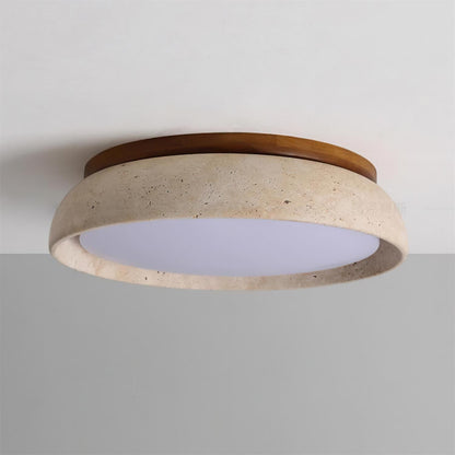 Depiara plafondlamp travertin hout LED 3000K beige plafondverlichting woonkamer slaapkamer hal badkamer modern minimalistisch