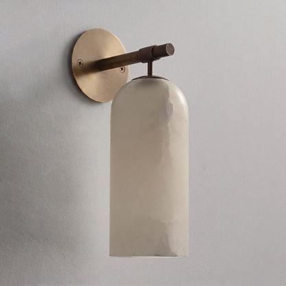 Albast Wandlamp Cilindervorm Minimalistisch Gouden Armatuur Warme Gloed Verlichting