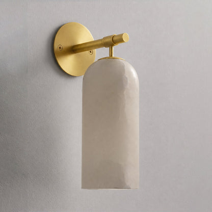 Albast Wandlamp Cilindervorm Minimalistisch Gouden Armatuur Warme Gloed Verlichting