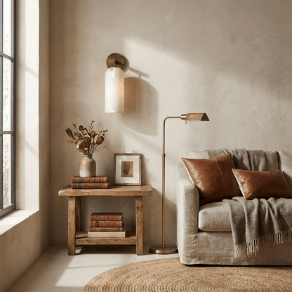 Albast Wandlamp Cilindervorm Minimalistisch Gouden Armatuur Warme Gloed Verlichting