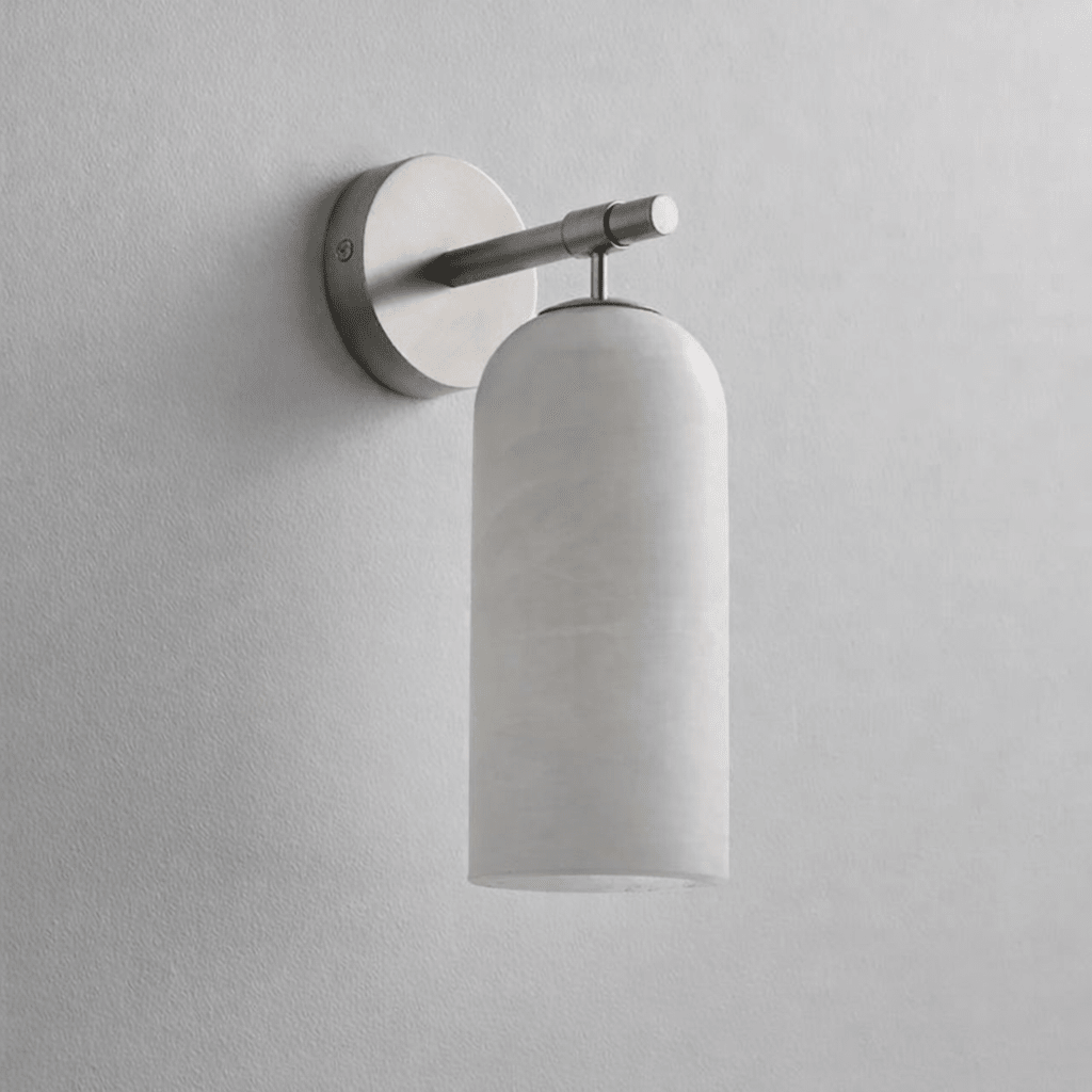 Albast Wandlamp Cilindervorm Minimalistisch Gouden Armatuur Warme Gloed Verlichting