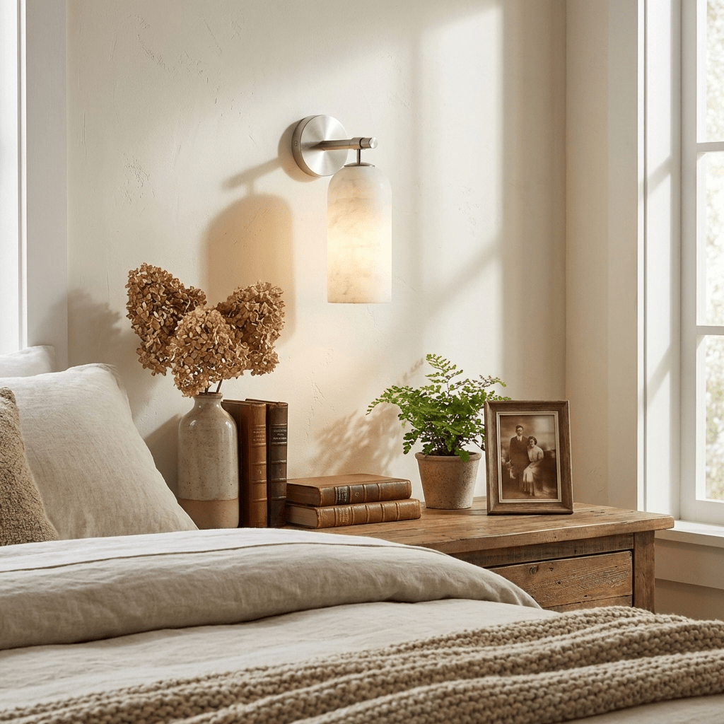 Albast Wandlamp Cilindervorm Minimalistisch Gouden Armatuur Warme Gloed Verlichting