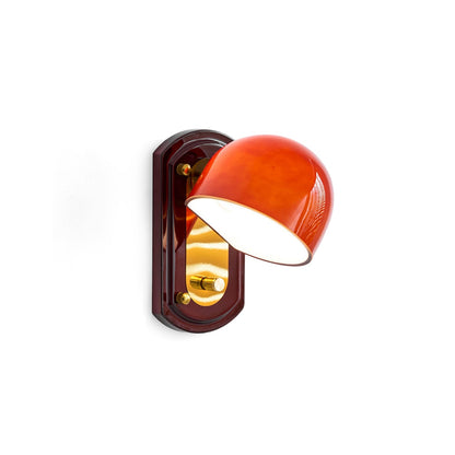 Vintage Wandlamp met Rode Glazen Kap — Sfeervolle Retro Verlichting voor Woonkamer & Eetkamer
