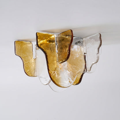 Plafondlamp Handgeblazen Glas Murano Stijl Smoke Gray Amber Clear