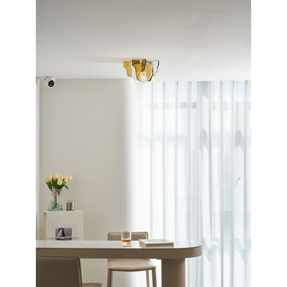 Plafondlamp Handgeblazen Glas Murano Stijl Smoke Gray Amber Clear