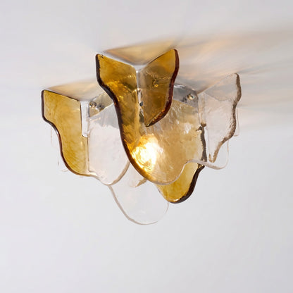 Plafondlamp Handgeblazen Glas Murano Stijl Smoke Gray Amber Clear