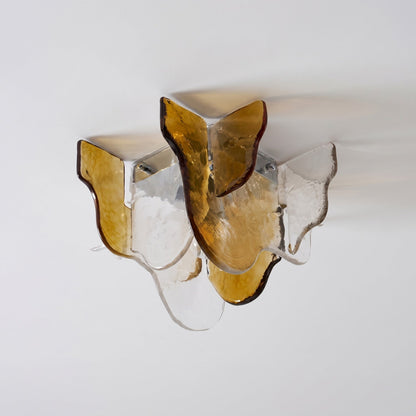 Plafondlamp Handgeblazen Glas Murano Stijl Smoke Gray Amber Clear