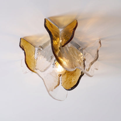 Plafondlamp Handgeblazen Glas Murano Stijl Smoke Gray Amber Clear