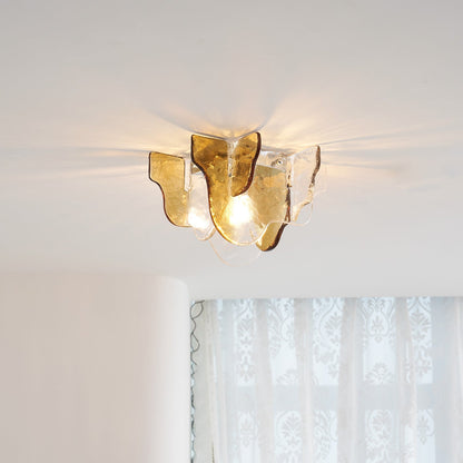 Plafondlamp Handgeblazen Glas Murano Stijl Smoke Gray Amber Clear