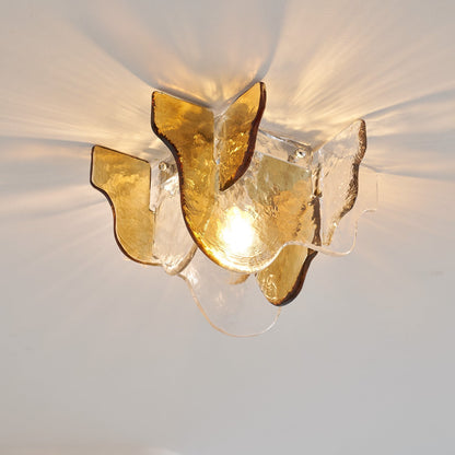 Plafondlamp Handgeblazen Glas Murano Stijl Smoke Gray Amber Clear