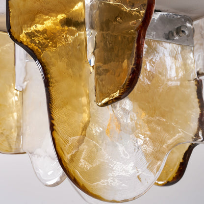 Plafondlamp Handgeblazen Glas Murano Stijl Smoke Gray Amber Clear