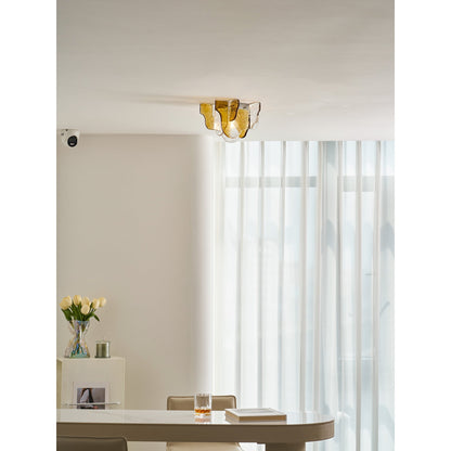 Plafondlamp Handgeblazen Glas Murano Stijl Smoke Gray Amber Clear