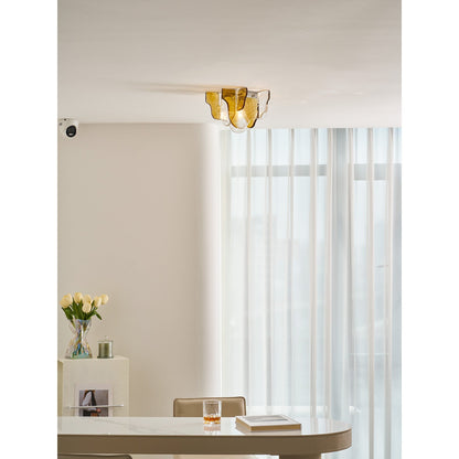 Plafondlamp Handgeblazen Glas Murano Stijl Smoke Gray Amber Clear